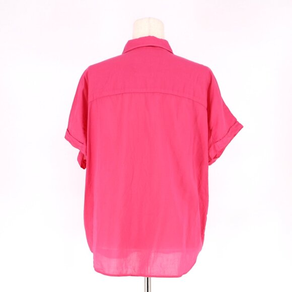 GRAYSON The Artist Short Sleeve Shirt Lightweight Cotton in Hot Pink Size 2/S - Picture 4 of 6